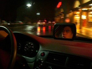 A photo of the dashmirror being used inside a car.